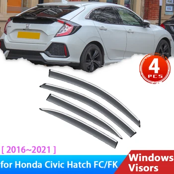 Carro do Lado do Windows Viseiras para Honda Civic Hatchback FC FK 10 de Geração de 2016~2021 Defletores de Acessórios Chuva Sobrancelha Guardas Viseira de Sol