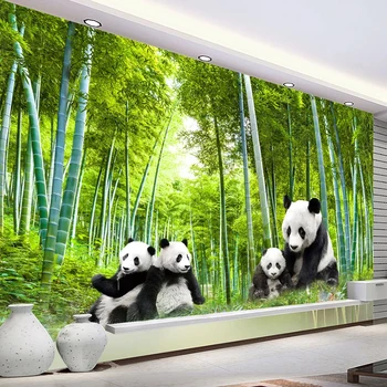 Personalizadas de Fotos em 3D papel de Parede Verde Floresta de Bambu Panda Cartaz Imagem Mural Sofá da Sala de TV Fundo Pintura de Decoração
