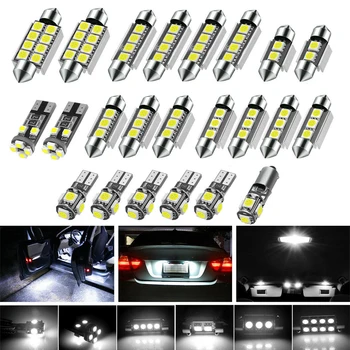 23Pcs T10 5050 Carro Branco Luz LED Mini Lâmpadas Kit Interior de Cúpula dos Pés Tronco de Licença de iluminação da Chapa de Bmw E53 E60 E90 Golf 4 7