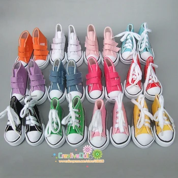 7.5 cm Boneca de Sapatos de Lona Denim, Mini-Tênis 1/4 BJD para russo Decoração Artesanal Boneca Sneackers Sapatos de Lona para Sharon Boneca
