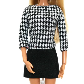 Inglaterra Moda Xadrez Tops Saia Conjunto de Roupas para a Barbie 1/6 BJD SD Roupas de Boneca Acessórios de Casa de bonecas Função de Jogar Vestir-se