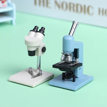 Casa De Boneca Microscópio Micro Miniatura Microscópio Modelo Do Equipamento De Laboratório Cena Decoração Brinquedos Acessórios De Decoração