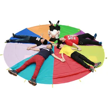 2M de Diâmetro Acampamento ao ar livre arco-íris de Guarda-chuva pára-Quedas de Brinquedo Salto-Saco Ballute Jogo Interativo trabalho em equipe Jogo de Brinquedos Para Crianças de Presente