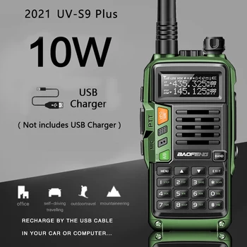 Baofeng Profissional Walkie Talkie UV-S9 MAIS de 50km de Carregador USB de VHF e UHF de Banda Dupla em Dois sentidos CB Radio Atualização De UV-5R
