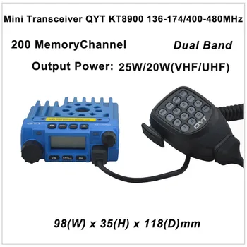 Mini Transceptor QYT KT8900 136-174/400-480MHz duas vias de rádio Dual band transceptor móvel de Cor Azul