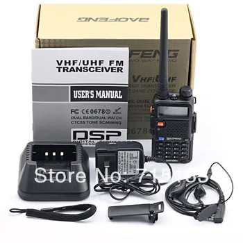 BAOFENG UV 5R VHF136-174MHz& UHF 400-520MHz Dual Band de Rádio Livre Auscultador Baofeng UV-5R walkie talkie 5w Dual display para carro