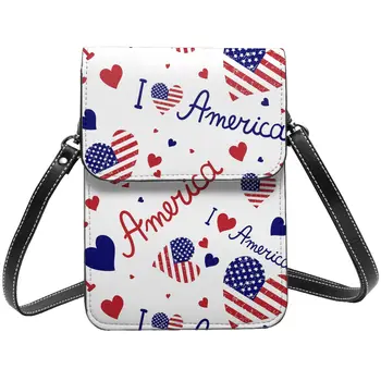 4 De julho de Bandeira Americana Bolsa de Ombro, eu Amo a América Compras Mulher Celular Saco de Presentes Reutilizáveis e Sacos de Couro