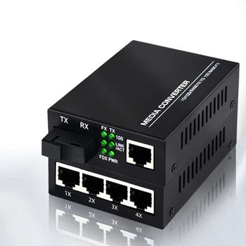 4 Porta RJ-45 Gigabit Ethernet para WDM SC Único Modo de Conversor dos Meios da Fibra Incorporada Moduleto UTP Cat5e e Cat6 100M AutoSensing Conjunto