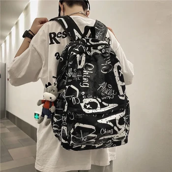 Graffiti carta casais mochilas homens mulheres casual treval mochila Multi-Função Junior sacos de escola