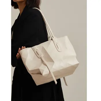 Branco Rombo Xadrez Origami Saco De Bolsa De 2022, A Nova De Grande Capacidade Handbag Black Fashion Office Ombro Saco Grande Saco De Tote Bag