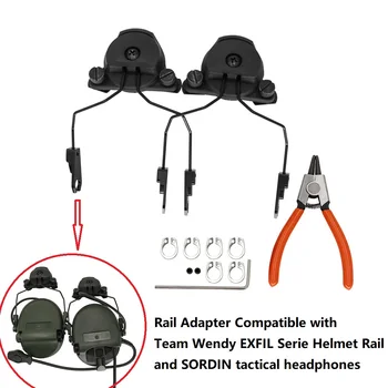 Fone de ouvido tático Montagem em Suporte de Adaptador para a Equipe de Wendy EXFIL Serie Capacete Ferroviário e MSASORDIN de Airsoft de Tiro Caça de Fone de ouvido