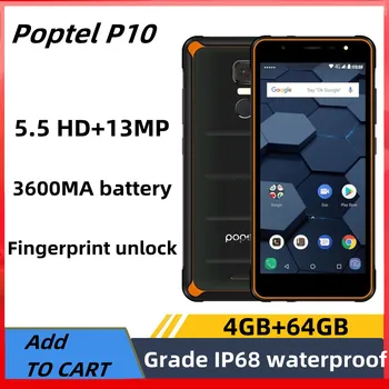 Poptel P10 impermeável Defesa smart 4G Todos-Netcom móveis de NFC, tela grande tempo de espera do Google