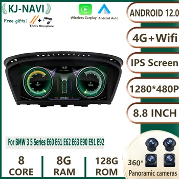 Para 3 da BMW Série 5 E60 E61 E62 E63 E90 E91 E92 Tela IPS Android 12 Carplay Rádio Multimédia de Vídeo de Navegação CCC CIC Sistema