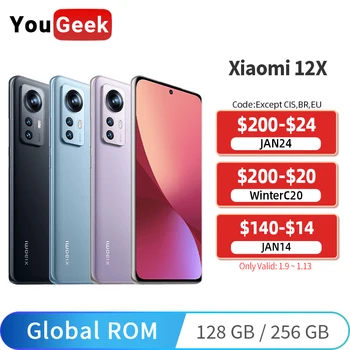Global ROM Xiaomi Mi 12X Snapdragon 870 Octa Core 128GB/256GB 120Hz AMOLED de 4500mAh 67W Carregamento Rápido 50MP Câmera de 12 X Smartphone