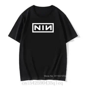 2020 verão Vintage Traje de Algodão Slim Fit Casual Manga Curta T-Shirt Impressão de Homens do Nine Inch Nails Banda de Rock T-shirts Tamanho Grande