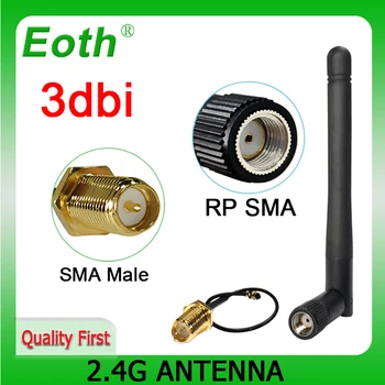 EOTH 2,4 g de antena de 3dbi sma fêmea wlan wi-fi de 2,4 ghz antene IPX ipex 1 SMA macho com cabo flexível Cabo de Extensão de iot módulo de antena
