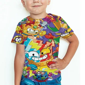Cartoon às supercoisas Série 10 T-Shirt Rescue Force 3D Print T-shirt de Meninos Meninas rapazes raparigas Superzings Camiseta de Verão Crianças Tees Tops Camiseta