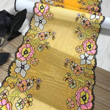 Flor colorida Impressão de Laço Elástico Tecidos DIY Sutiã de Costura, Artesanato Dois Tons Elástico Leopard Impressão Guarnição do Laço para Trabalho de Agulha