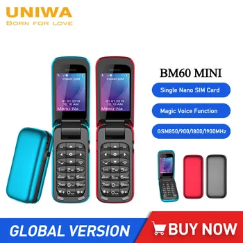 UNIWA 8star BM60 Mini Telefone 2G GSM Flip Celular Bluetooth Dial Telefone Móvel Único Nano SIM Card Telefones Magic Voice 300mAh