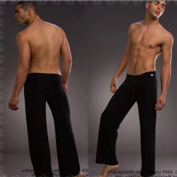 Os homens do gelo Seda do Pijama Pijama de Calça Salão de Calças de Sono Fundos Sexy Calças Macio e Confortável Laço Frouxo Casa Calças de Homens gays