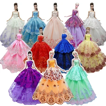 NK mais nova Moda Boneca Princesa Vestido de Noiva Nobre Vestido de Festa Para a Boneca Barbie Accessorie de Design de Moda, Roupa de Presente JJ