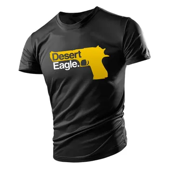 Verão Desert Eagle Jogo Imprimir T-shirt masculina Rua de Fitness Cara Dura Estilo de Esportes, de secagem Rápida e Ruffian Bonito manga Curta