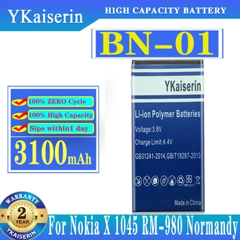 YKaiserin 3100mAh Substituição de Bateria Ni01 Bateria Para Nokia X 1045 RM-980 Normandia/X2 X+ Plus 1013 X2DS BN 01