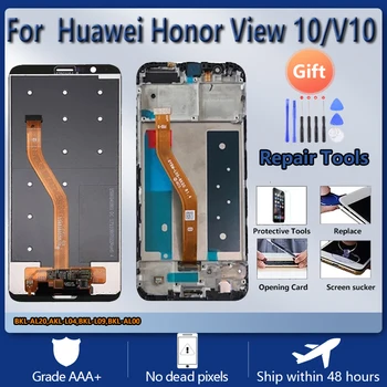 Para o HUAWEI Honor Vista 10/V10 BKL AL20 L04 L09 tela LCD de montagem com frente caso de toque de vidro, Preto Branco Azul original